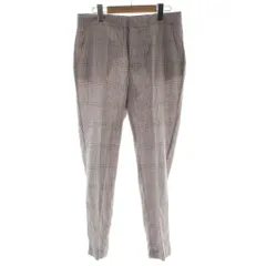 ザラ ZARA パンツ 麻 リネン混 38 ピンク グレンチェック柄 フルレングス /AB ■OS