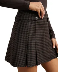レイス レディース ボトムスカート ミニ REISS Elle Check Mini Skirt BlackBrown ブラック