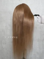 人毛100%フルウィッグ｜アッシュブラウン⑵｜が出せる・自然なもみあげ｜スーパーロング