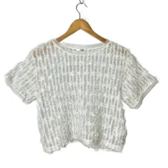 ジーラ GeeRA フェザーフリンジトップス 半袖 カットソー シアー チュール M 白 ホワイト 20867-000 ■FY レディース