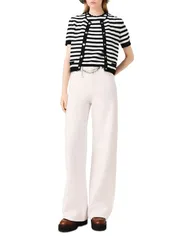 マージュ レディース アウター カーディガン クロップド Maje Crochet Cropped Cardigan Whitenavy ホワイトのサムネイル