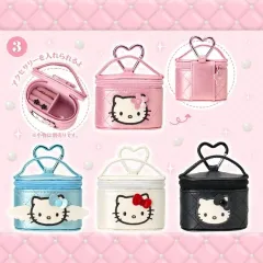 ハローキティ ミニ キルティング バニティ ポーチ / アクセサリー 収ボックス キーホルダー (ブルー)