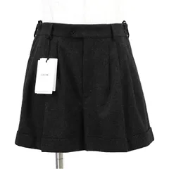 SALE【未使用】CELINE セリーヌ パンツ ショート サイズ 50 メンズ ショーツ ウールフラノ セミイージー 3タックワイド ハーフ ボトムス タグ・ボタン・ハンガー付属 ダークグレー 灰色 イタリア製のサムネイル