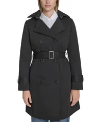 コールハーン レディース アウター コート Cole Haan Double Breasted Trench Coat Black ブラックのサムネイル