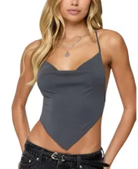 アディクテッド レディース トップス シャツ 背中開き Edikted Tilla Backless Cowl Neck Top Gray グレー