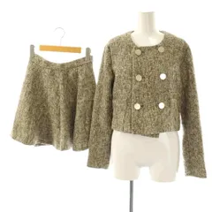 ダーリッチ Darich セットアップ ノーカラーツイードジャケット フレアツイードミニスカート F M カーキ /DO ■OS