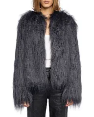 ザディグ エ ヴォルテール レディース アウター コート Zadig Voltaire Freddie Faux Fur Coat Anthraciteのサムネイル