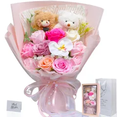 【2026新登場】ソープフラワー バラ 手作りロマンチックブーケ 枯れない造花 花粉なし 結婚記念日 母の日 父の日 敬老の日 彼女 先生 感謝 お礼 父親 母親 誕生日 敬老の日 贈り物 卒業式 結婚祝い 退職祝い 発表会 開店祝い 退院祝い インテリアMm