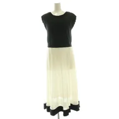 レッセパッセ LAISSE PASSE 透かし編フレアーニットワンピース 36 黒 ブラック 白 ホワイト 半袖 ラウンドネック /AG ■OS