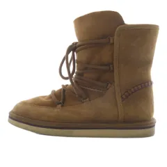 アグ オーストラリア UGG australia レザー ミドルカット レースアップムートンブーツ 24cm 茶色