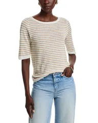 マジェスティック レディース アウター ニット・セーター Majestic Filaturestriped Sweater Sable ストライプのサムネイル