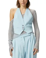 ピンコ レディース アウター ベスト ジレ PINKO Moretta Gilet Crystal Blue ブルーのサムネイル