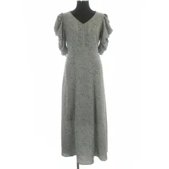 リリーブラウン Lily Brown 22SS フェイクチュールフラワーワンピース ロング 五分袖 ウエストリボン キャミソール付き 1 グレー /ES ■OS ■PN