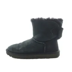 アグ オーストラリア UGG australia リボン ムートンブーツ スエードレザー 本革 US7 24cm 黒 ブラック 1012808 /RI ■OS
