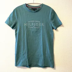 【美品】トミーヒルフィガー 半袖 Tシャツ S メンズ レディース 古着 刺繍ロゴ 青 ブルー 水色 スカイブルー 紺 無地 カットソー 綿
