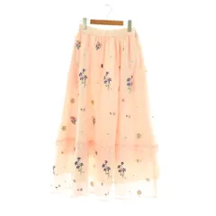 チェスティ Chesty 23SS オーガンジー刺繍ロングスカート 1 ピンク マルチカラー /DO ■OS