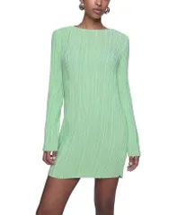 レベッカミンコフ レディース トップス ワンピース プリーツ ミニ Rebecca Minkoff Iris Pleated Long Sleeve Mini Dress Matcha