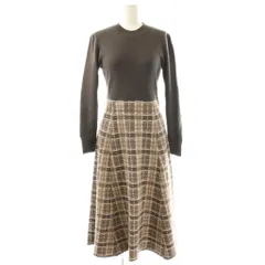 プロポーション ボディドレッシング PROPORTION BODY DRESSING チェックドッキングニットワンピース ロング 長袖 S チャコールグレー /HK ■OS