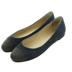 マーガレットハウエル MARGARET HOWELL idea パンプス ローヒール バイカラー スエード 22.5cm 紺 グレー /MI ■OS