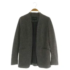 バナナリパブリック BANANA REPUBLIC ノーカラーツイードジャケット ニット 0 ブラック /MY ■OS ■SH