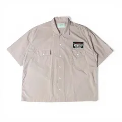 OUTSTANDING ライトピンク パッチ ツーポケット 半袖シャツ