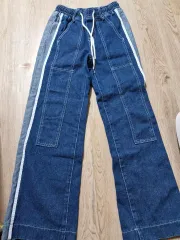 サイドライン デニム ワイド パンツ