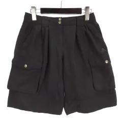 アディダス adidas ナイロン ショートパンツ ハーフ ロゴ刺繍 チャコールグレー M