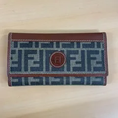 (b) FENDI フェンディ ズッカ柄 長財布 三つ折り財布 がま口 ブラウン レディース メンズ ユニセックス/2703
