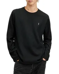 オールセインツ メンズ アウター ニット・セーター レギュラーフィット コットン ALLSAINTS Rowe Regular Fit Cotton Sweater Jet Black ブラックのサムネイル
