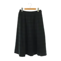 マドモアゼルノンノン mademoiselle NON NON チェック フレアスカート ミモレ丈 ロング M ブラック ネイビー /DF ■OS