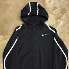 M NIKE レディース ホワイト LINE ブラック WHO フード ウィンドブレーカー