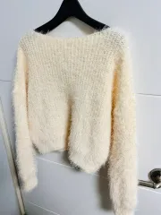 アンゴラ 華奢 ルーズフィット ぽかぽか 뽀용 白 ニット