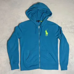 POLO RALPH LAUREN ビッグポニー フーデッド ジップアップ スカイブルー