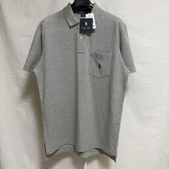 (新品) ポロ ラルフローレン コットン ピケTシャツ 半袖 カラーTシャツ / グレー M