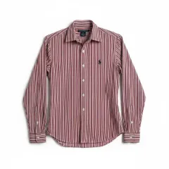 4/90 95 ポロ ラルフローレン ストライプ シャツ レッド