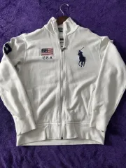 ポロ ラルフローレン BIG ポニー USA 星条旗 白 ジップアップ