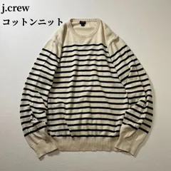 j.crew　ボーダー　コットンニット　プルオーバー　ジェイクルー　オフホワイト　XL 古着
