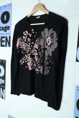 W(XL) KENZO ケンゾー 長袖Tシャツ ロングスリーブTシャツ 虎 ブラック オールドスクール - 17A35
