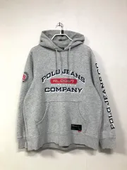 Polo Jeans(ポロジーンズ) プリンティング 起毛 フードTシャツ _ グレー 100 105