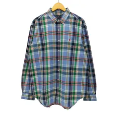 ラルフローレン RALPH LAUREN CLASSIC FIT ポニー刺繍 マドラスチェック ボタンダウンシャツ メンズ import：XL 