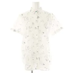 ピーエスポールスミス PS Paul Smith シャツ ブラウス 半袖 総柄 前開き コットン 38 白 紺 /NR ■OS