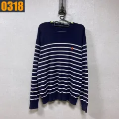100 POLO ポロ ラルフローレン ピマコットン ストライプ ニット Tシャツ L