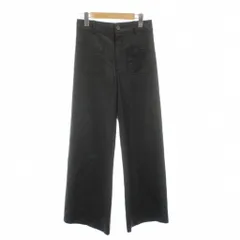 ザラ ZARA フェイクレザー ワイドパンツ 36 黒 ブラック パッチポケット /AG ■OS