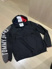 トミーヒルフィガー トミー ジーンズ アノラック ハーフジップアップ フードジャケット M