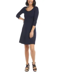 カレンケーン レディース トップス ワンピース A ライン プチ Karen Kane Petitescoop Neck A Line Dress Navy ネイビー