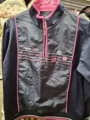 ネイビー ピンク スポーツウェア ハーフジップ トップス L