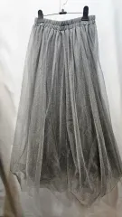 日本輸入 グレー チュール メッシュ ロング丈スカート M ss1