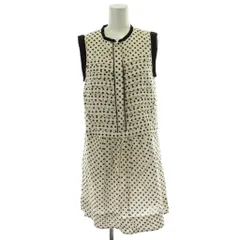マークバイマークジェイコブス MARC by MARC JACOBS ワンピース 絹 シルク XS 白 ホワイト 黒 ブラック 総柄 ノースリーブ ラウンドネック ひざ丈 /AG ■OS