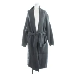 23区 オンワード樫山 ニットロングカーディガン セーター カシミヤ混 32 グレー ショールカラー ベルト付き 長袖 /AB ■OS