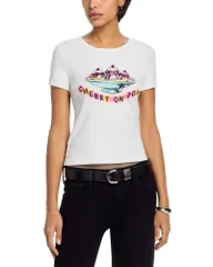 マザー レディース トップス Tシャツ コットン MOTHER The Itty Bitty Cotton Ringer Tee Cherry Onのサムネイル